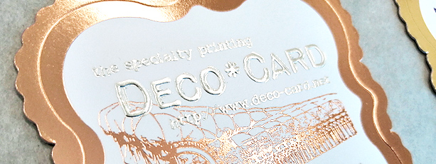 銅箔+銀箔+エンボス加工のショップカード